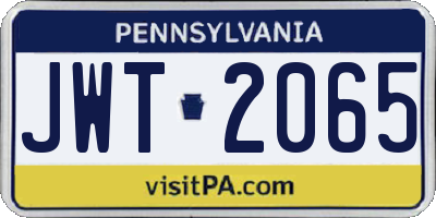 PA license plate JWT2065