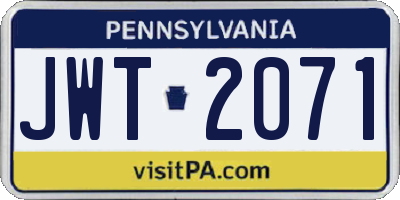 PA license plate JWT2071