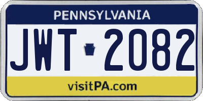 PA license plate JWT2082