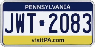 PA license plate JWT2083