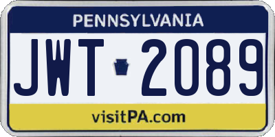 PA license plate JWT2089