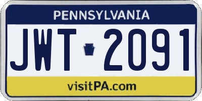 PA license plate JWT2091