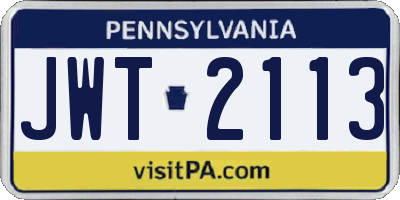 PA license plate JWT2113