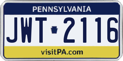 PA license plate JWT2116
