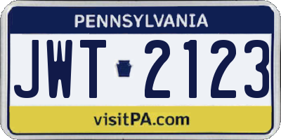 PA license plate JWT2123