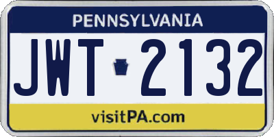 PA license plate JWT2132