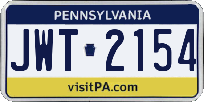 PA license plate JWT2154