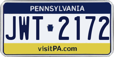 PA license plate JWT2172