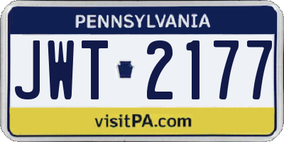 PA license plate JWT2177