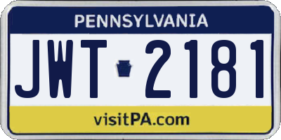 PA license plate JWT2181