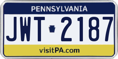 PA license plate JWT2187
