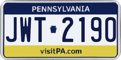PA license plate JWT2190