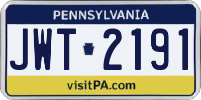 PA license plate JWT2191