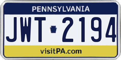 PA license plate JWT2194
