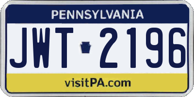 PA license plate JWT2196