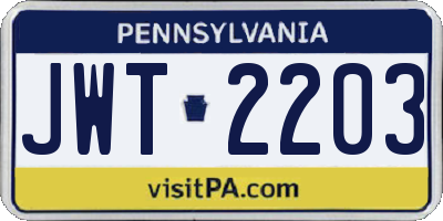PA license plate JWT2203