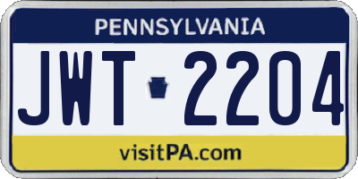 PA license plate JWT2204