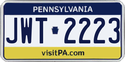 PA license plate JWT2223