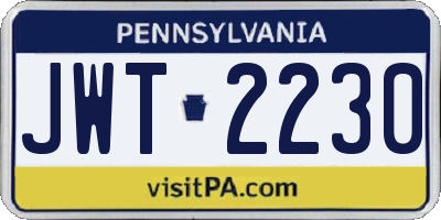 PA license plate JWT2230
