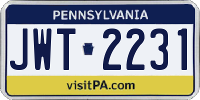 PA license plate JWT2231