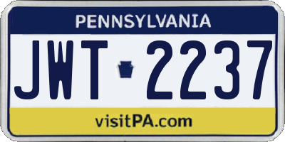 PA license plate JWT2237
