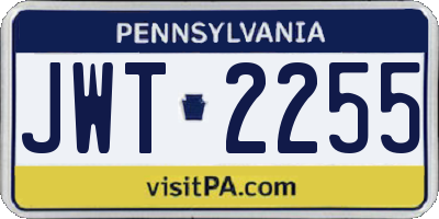 PA license plate JWT2255