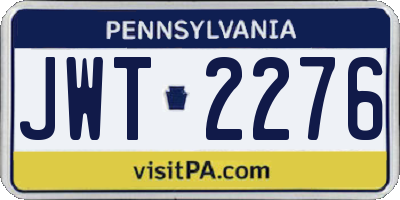 PA license plate JWT2276
