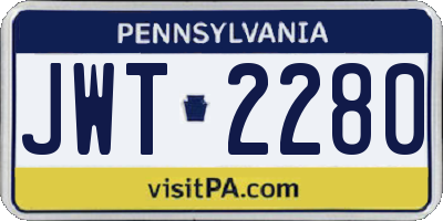 PA license plate JWT2280