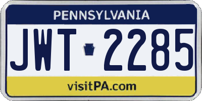 PA license plate JWT2285