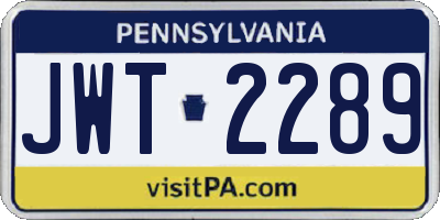 PA license plate JWT2289