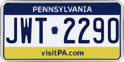 PA license plate JWT2290