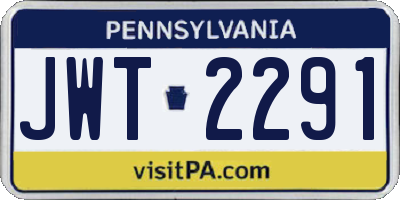 PA license plate JWT2291