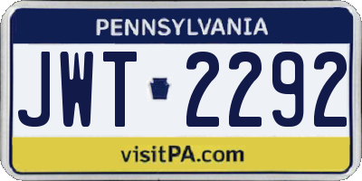 PA license plate JWT2292