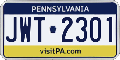PA license plate JWT2301