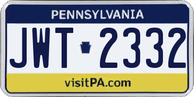 PA license plate JWT2332