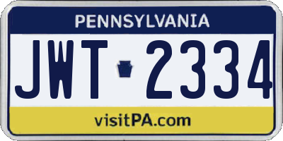 PA license plate JWT2334