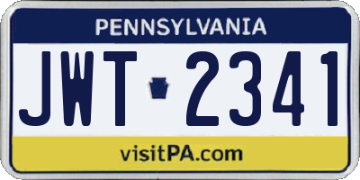 PA license plate JWT2341