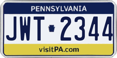 PA license plate JWT2344