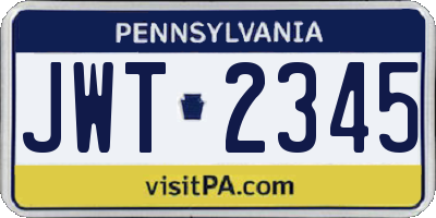 PA license plate JWT2345