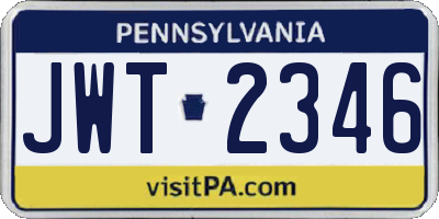 PA license plate JWT2346