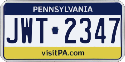 PA license plate JWT2347