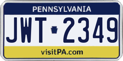 PA license plate JWT2349