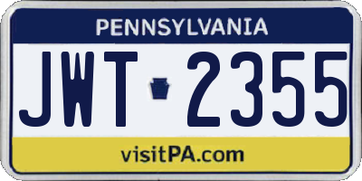 PA license plate JWT2355