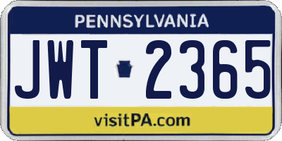 PA license plate JWT2365