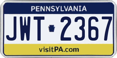 PA license plate JWT2367