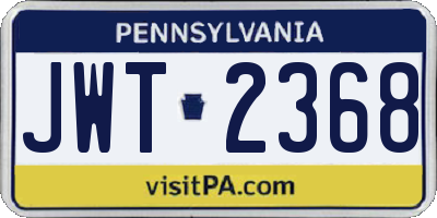 PA license plate JWT2368