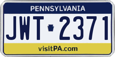 PA license plate JWT2371