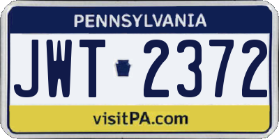 PA license plate JWT2372