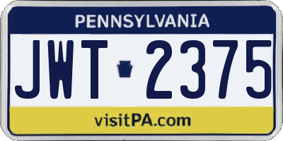 PA license plate JWT2375