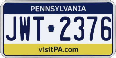 PA license plate JWT2376
